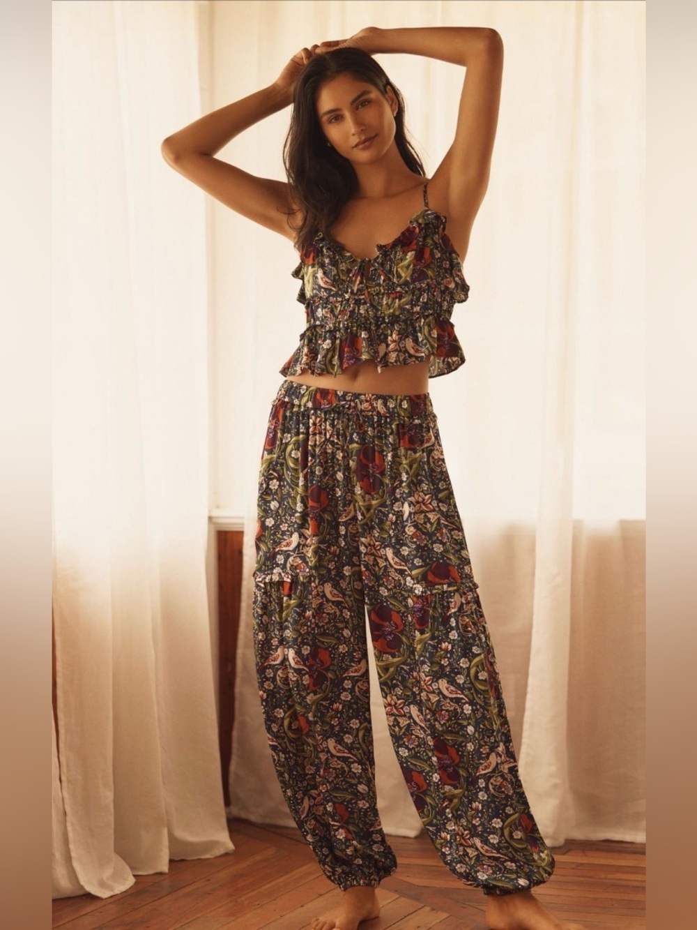 Anthropologie The LyreBird Silky Crop Cami XL soft girl cozy luxe